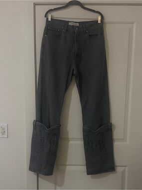 Y/Project Black Relaxed Jeans with Embroidered Cuffs